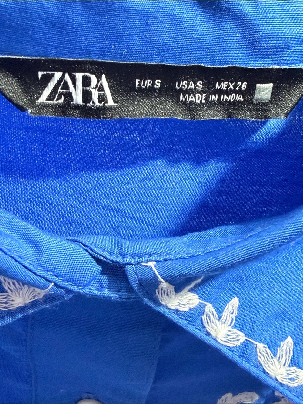 💙 Zara | 100% COTTON | Embroidered Western Blue Blouse | Small - Picture 6 of 7